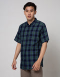 Cole Short Sleeve Shirt Check Indigo