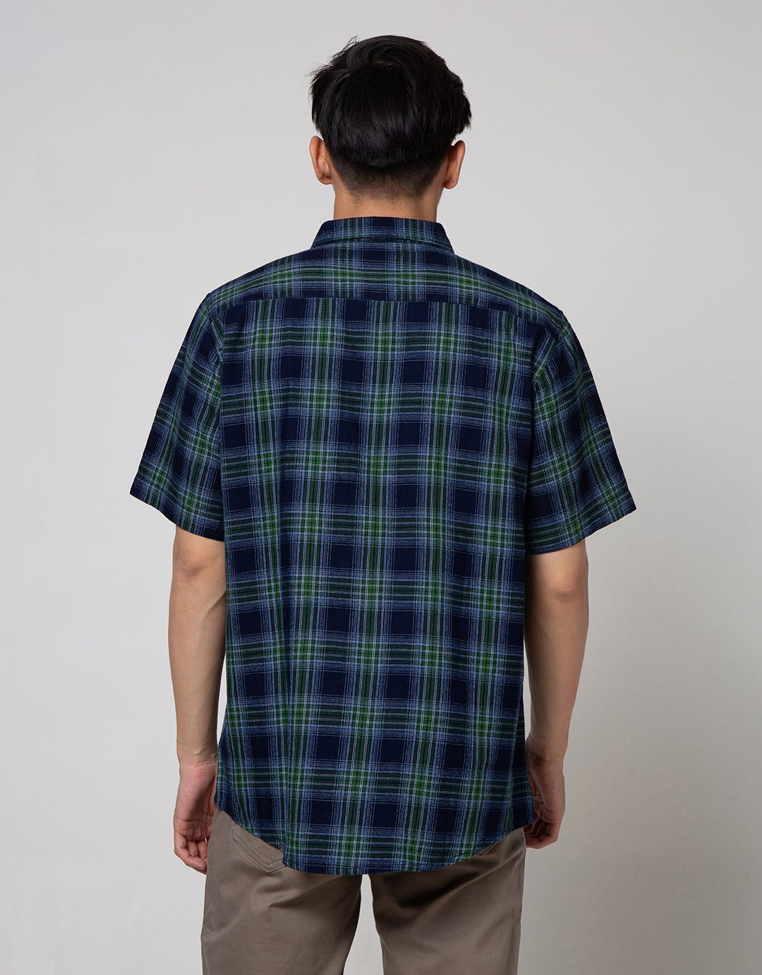 Cole Short Sleeve Shirt Check Indigo