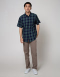 Cole Short Sleeve Shirt Check Indigo