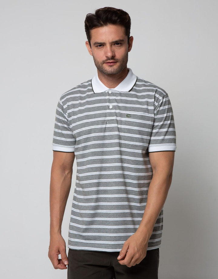 Cole Short Sleeve Polo Shirt Stripe Fider Two Tone Kombinasi