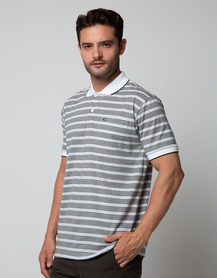 Cole Short Sleeve Polo Shirt Stripe Fider Two Tone Kombinasi