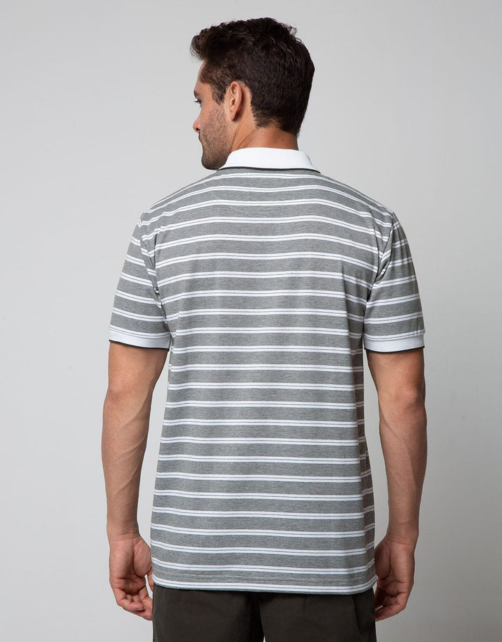 Cole Short Sleeve Polo Shirt Stripe Fider Two Tone Kombinasi