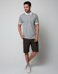 Cole Short Sleeve Polo Shirt Stripe Fider Two Tone Kombinasi