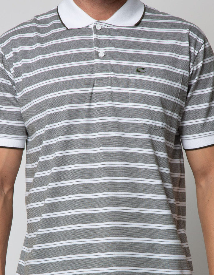 Cole Short Sleeve Polo Shirt Stripe Fider Two Tone Kombinasi