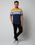 Cole Short Sleeve Polo Shirt Stripe Eng Chest Block