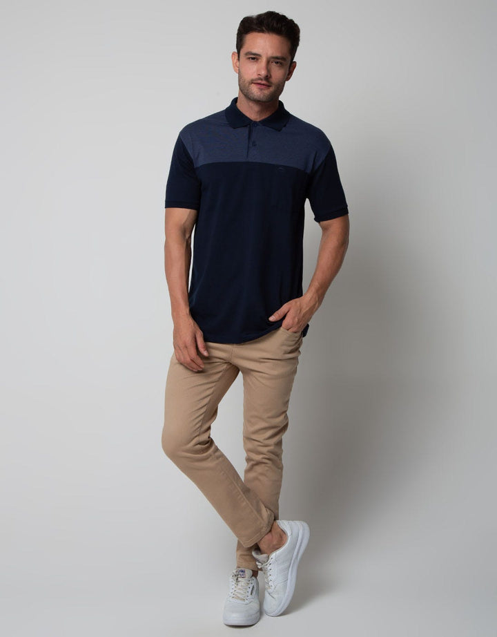Cole Short Sleeve Polo Shirt Stripe Fider Top Solid Bottom