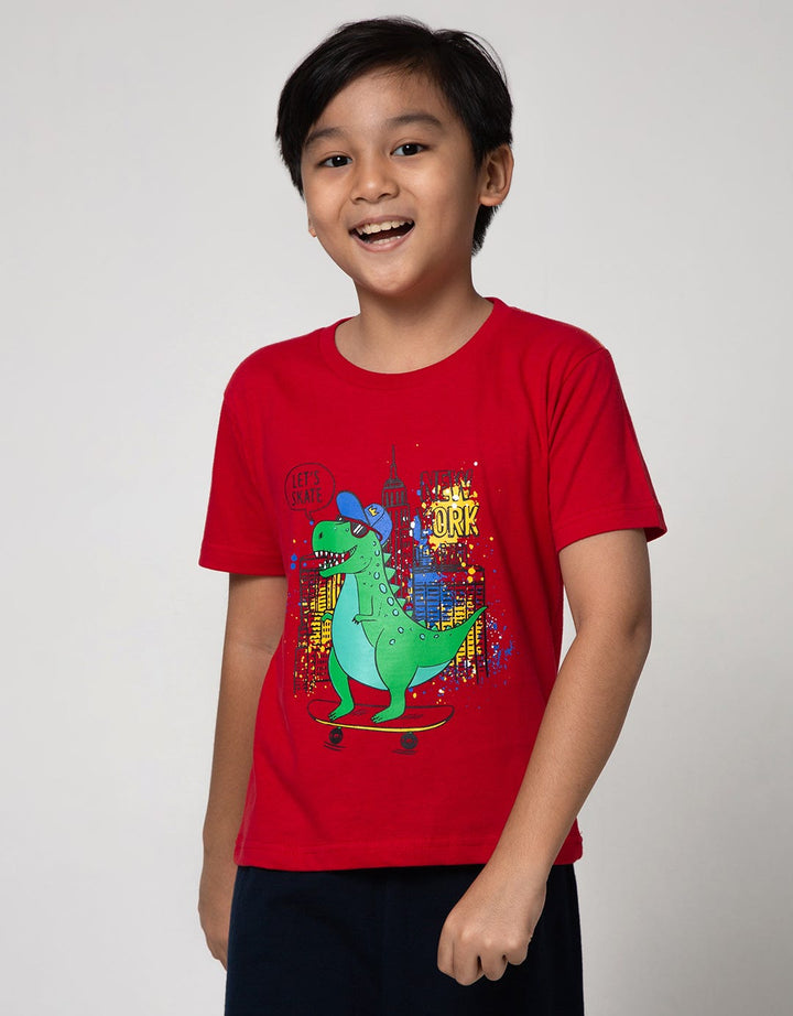 Little M Short Sleeve T-Shirt Dino Let's Skate