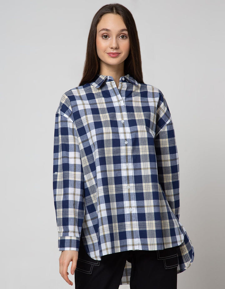 Nevada Long Sleeve Shirt Top Check Oversize