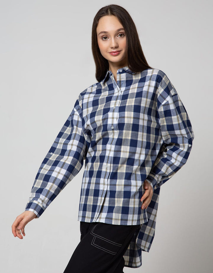 Nevada Long Sleeve Shirt Top Check Oversize