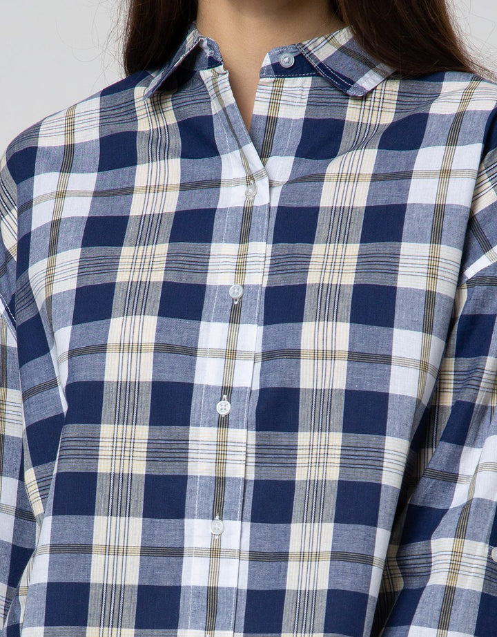 Nevada Long Sleeve Shirt Top Check Oversize