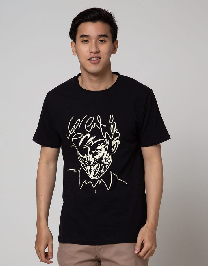 T Zone Short Sleeve T-Shirt Print Theme Line Art - Face