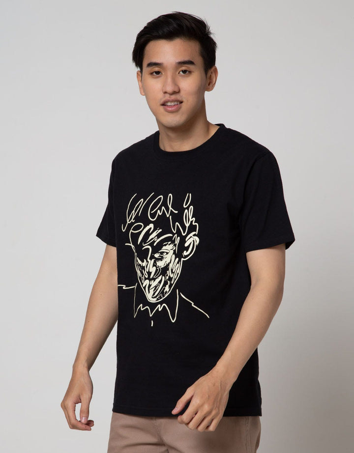 T Zone Short Sleeve T-Shirt Print Theme Line Art - Face
