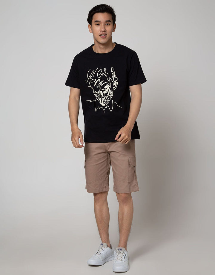 T Zone Short Sleeve T-Shirt Print Theme Line Art - Face