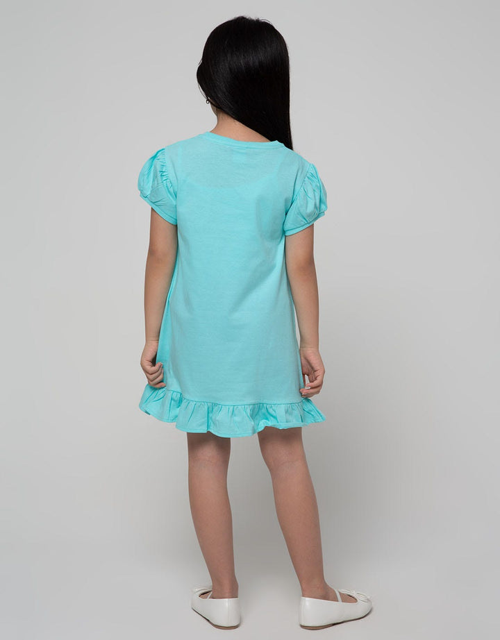 Little M Short Sleeve Midi Dress Daily Heart Unicorn Pockets