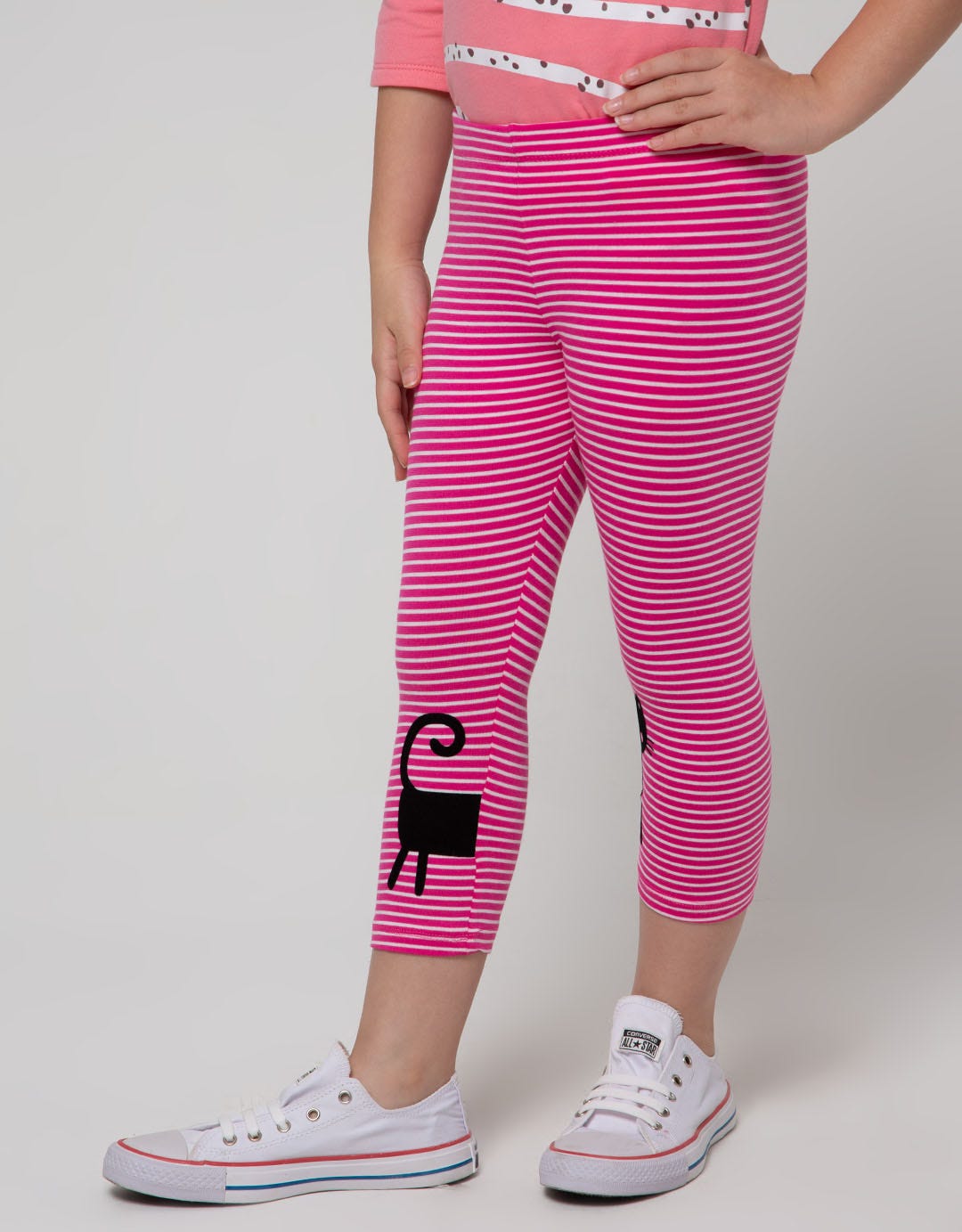 Little M Legging Salur Sablon FlocBasicng Kucing