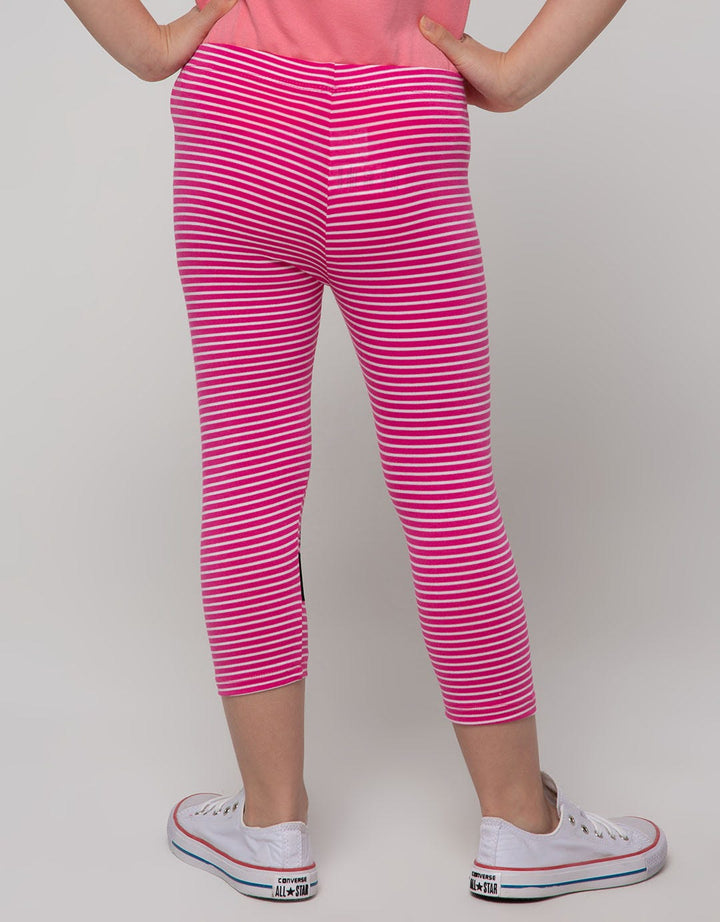 Little M Legging Striped FlocBasicng Cat Screen Printing