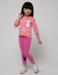 Little M Legging Striped FlocBasicng Cat Screen Printing