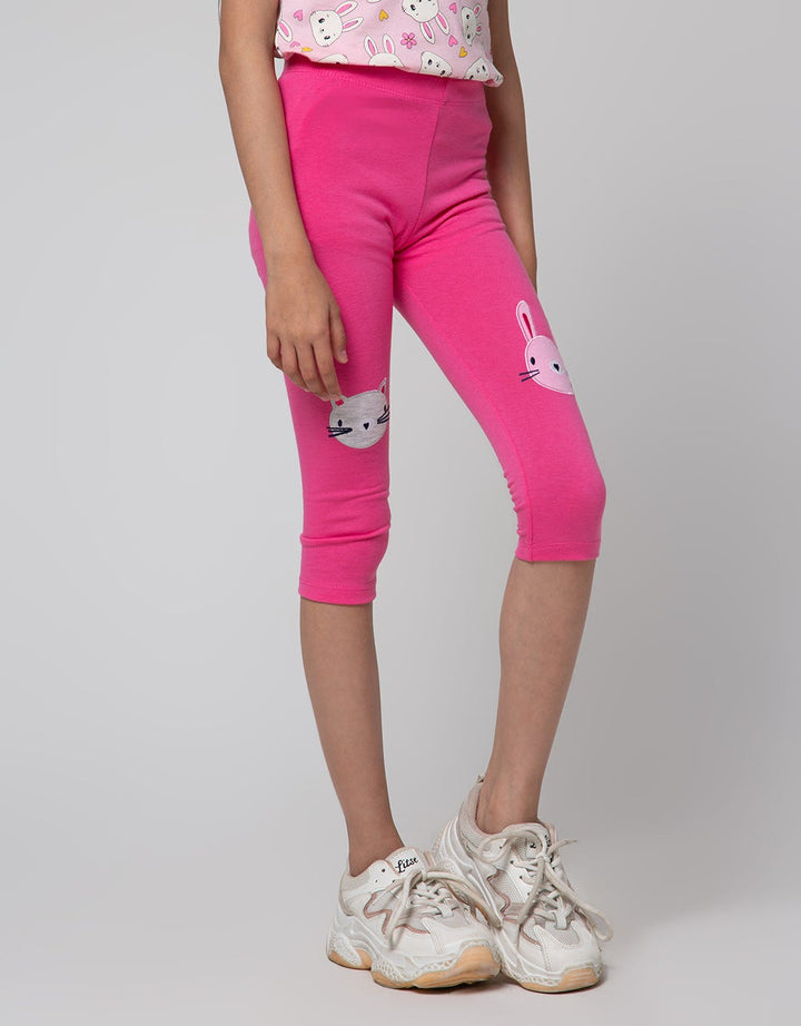 Little M Cat N Bunny Knee Embroidered Leggings