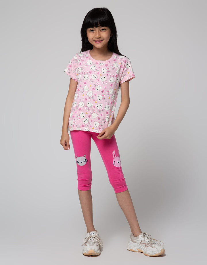 Little M Cat N Bunny Knee Embroidered Leggings