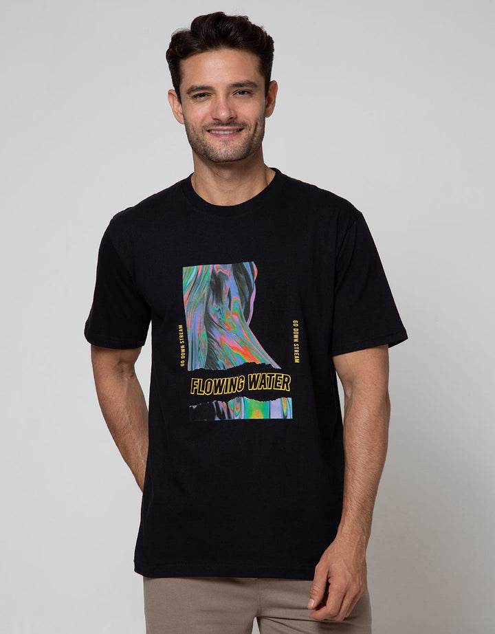 T Zone Short Sleeve T-Shirt  Print Illusive Filter Flowing Water