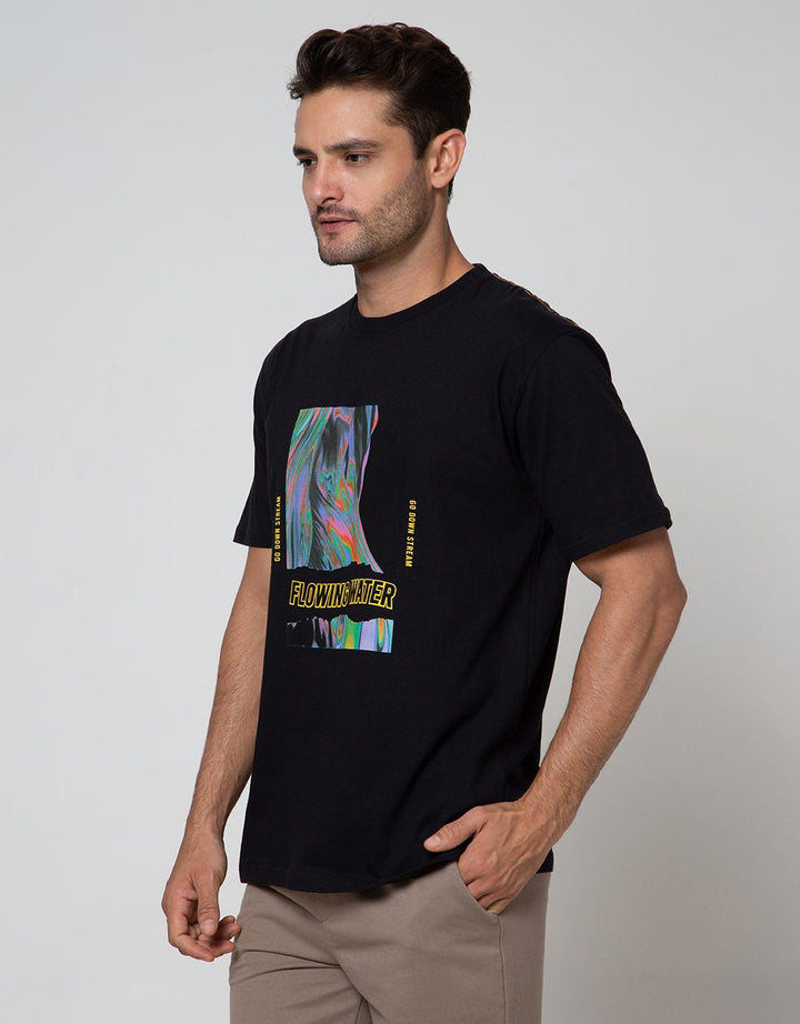 T Zone Short Sleeve T-Shirt  Print Illusive Filter Flowing Water
