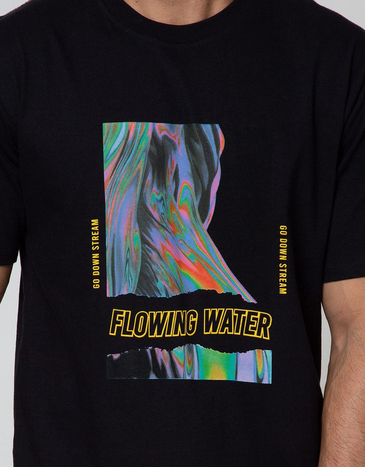 T Zone Short Sleeve T-Shirt  Print Illusive Filter Flowing Water