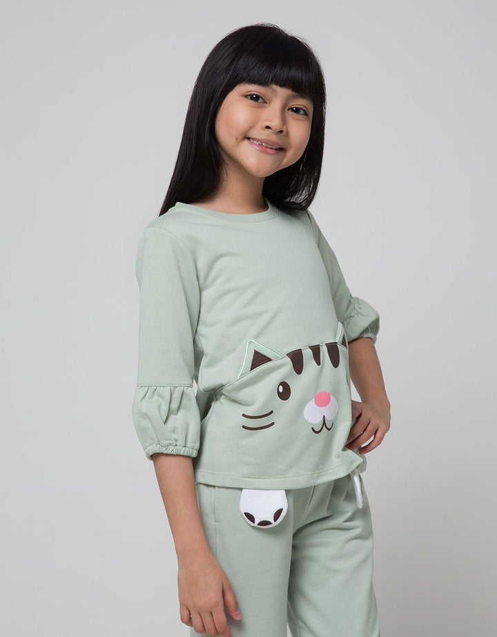 Little M Long Sleeve T-Shirt Cat Hand Applique