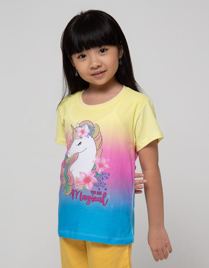 Little M Short Sleeve T-Shirt Basic Ombre Unicorn