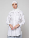 Annisa Long Sleeve Shirt Waved Collar With Ruffle Pocket