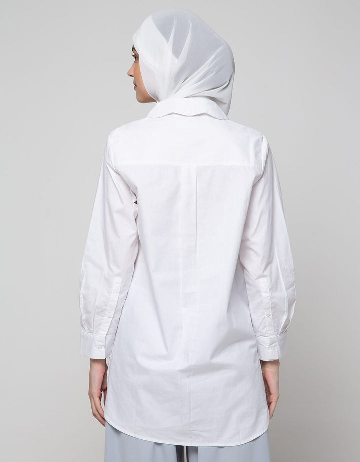 Annisa Long Sleeve Shirt Waved Collar With Ruffle Pocket