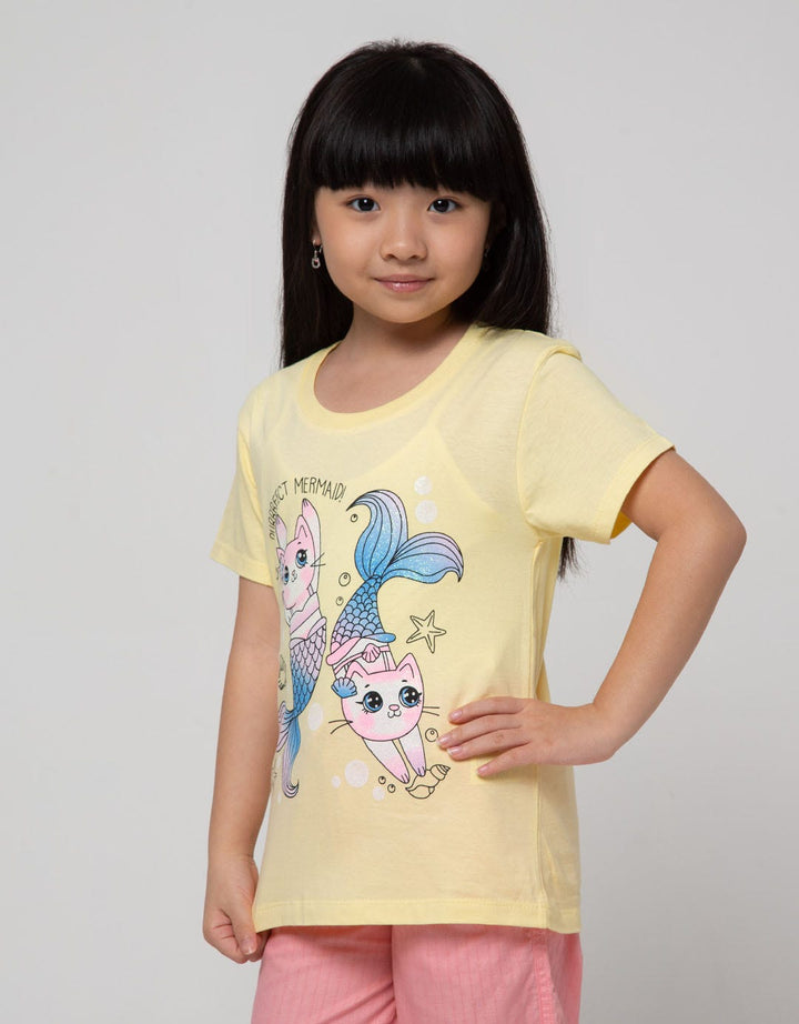 Little M Short Sleeve T-Shirt Basic 2 Cat Mermaid