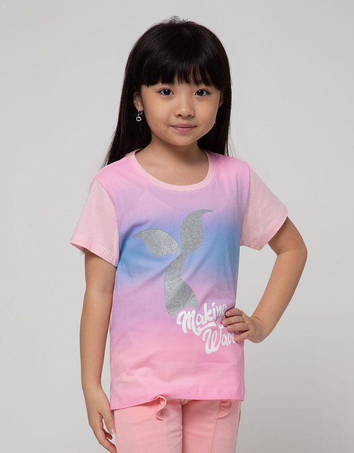 Little M Short Sleeve Mermaid Tail Tie Dye T-Shirt