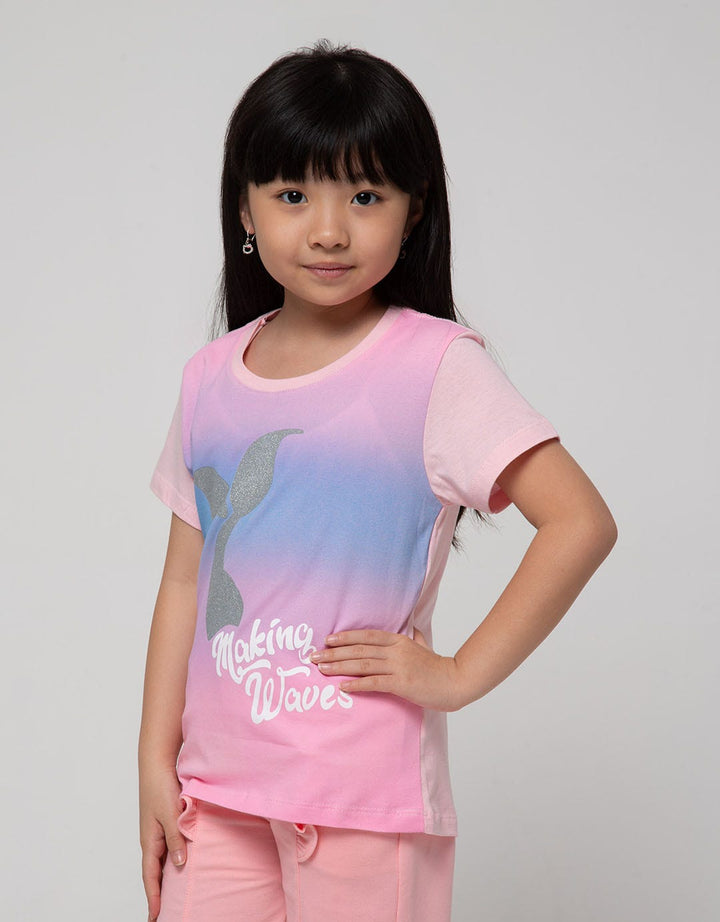 Little M Short Sleeve Mermaid Tail Tie Dye T-Shirt