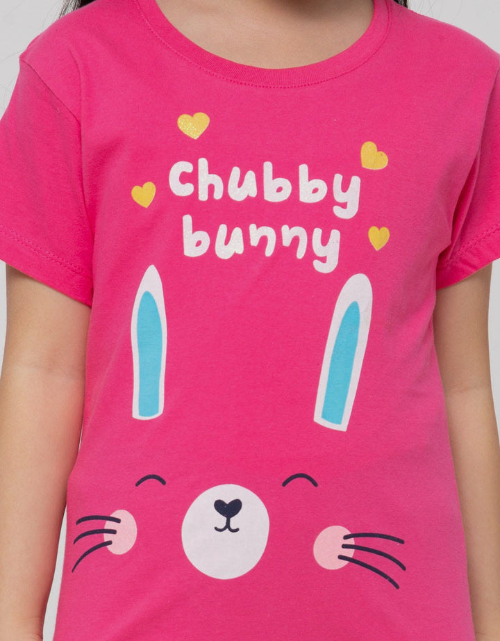 Little M Short Sleeve T-Shirt Animal Chubby Bunny