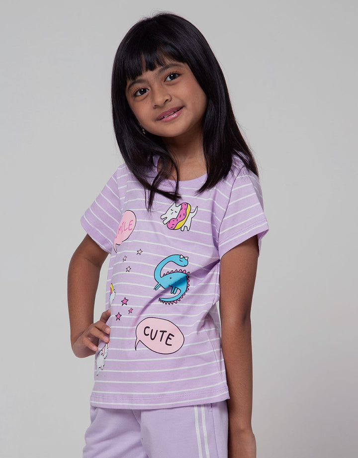 Little M Short Sleeve T-Shirt Basic Stripe Doodle