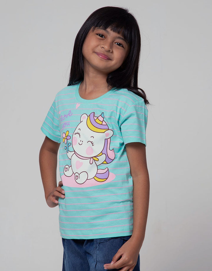 Little M Short Sleeve T-Shirt Basic Stripe Unicorn