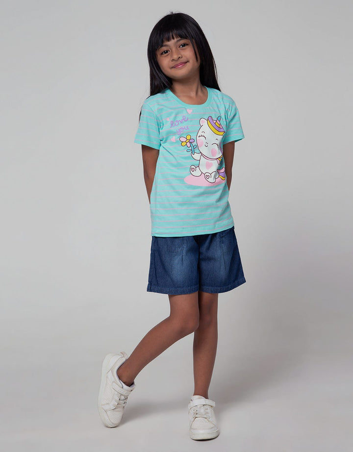 Little M Short Sleeve T-Shirt Basic Stripe Unicorn