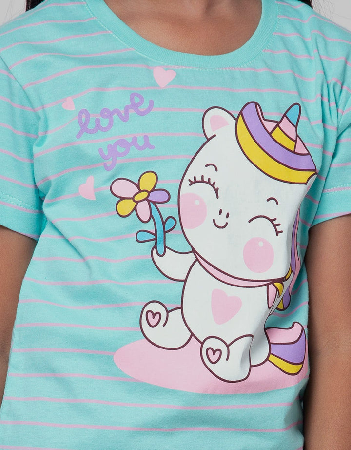 Little M Short Sleeve T-Shirt Basic Stripe Unicorn