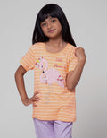 Little M Short Sleeve T-Shirt Basic Stripe Flamingo