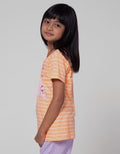 Little M Short Sleeve T-Shirt Basic Stripe Flamingo