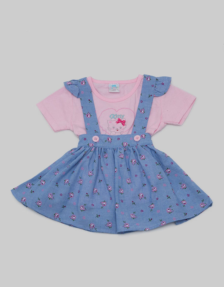 Pipiniko Short Sleeve Midi Dress Overall Pinafores Bunga
