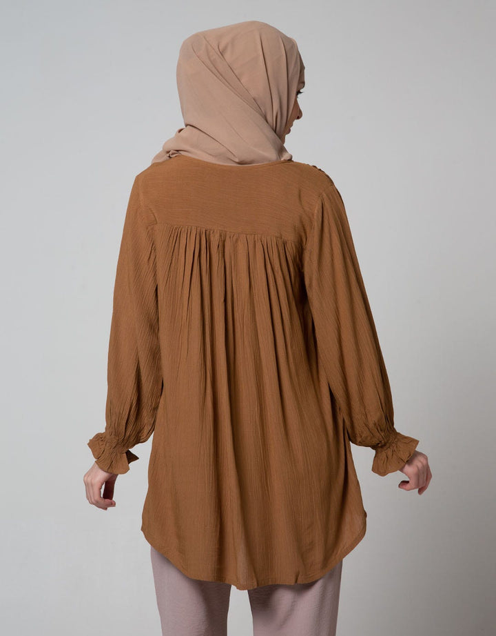 Annisa Long Sleeve Blouse Button Through Rayon Crickle