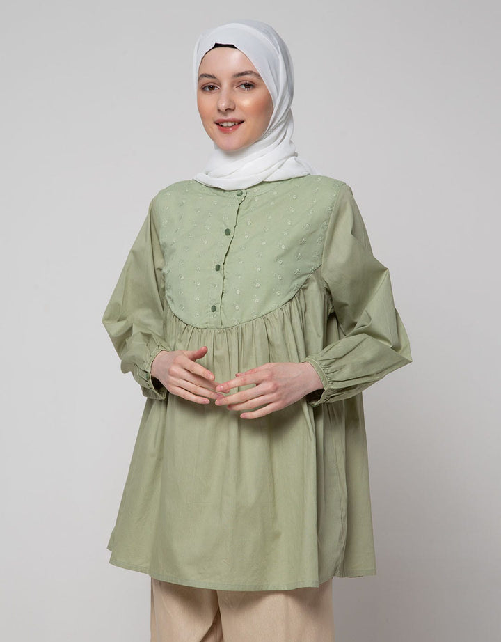 Annisa Long Sleeve Blouse Bib Front