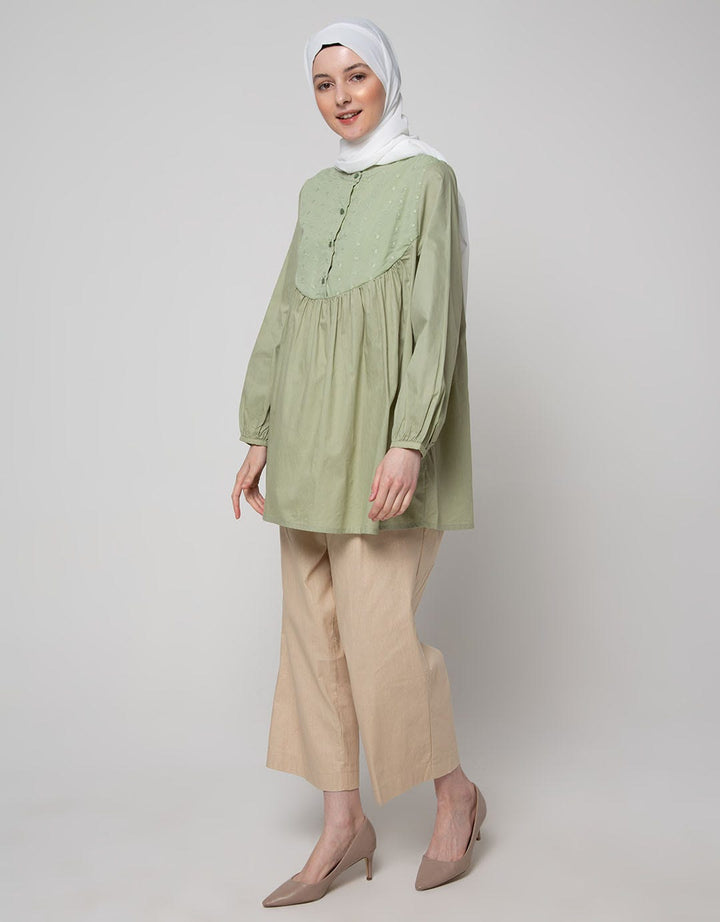 Annisa Long Sleeve Blouse Bib Front