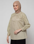 Annisa Long Sleeve Blouse Plain With Eyelet Arms