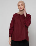Annisa Long Sleeve Blouse Plain With Eyelet Arms
