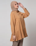 Annisa Long Sleeve Blouse High Neck Tiered Top