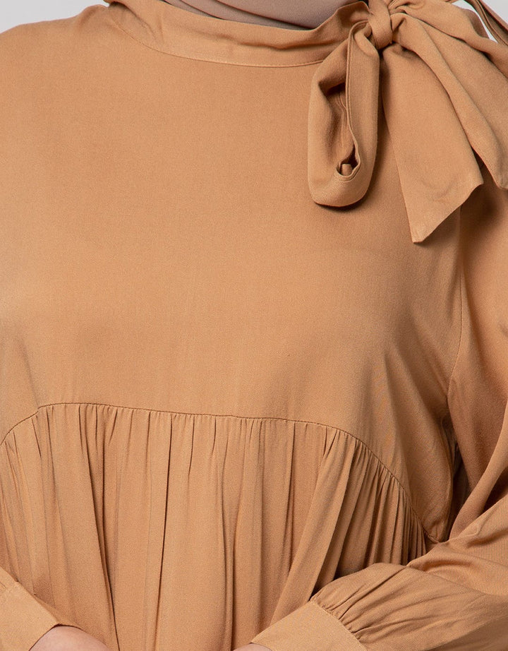 Annisa Long Sleeve Blouse High Neck Tiered Top