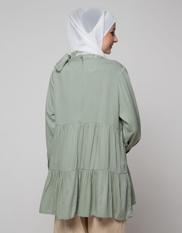 Annisa Long Sleeve Blouse High Neck Tiered Top