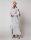 Annisa Long Sleeve Maxi Dress Layer Tulle With Embroidery